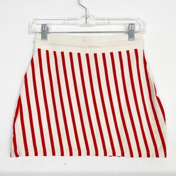 NWT Zara Red and White Striped Drawstring Skirt - Picture 3 of 4